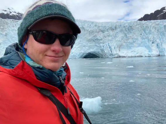 In front of a glacier