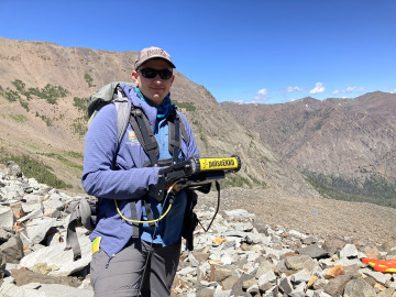 Preparing to collect more GPR data, Galena Creek Rock Glacier